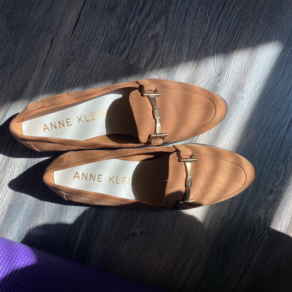 Anne Klein Tan Suede Loafers